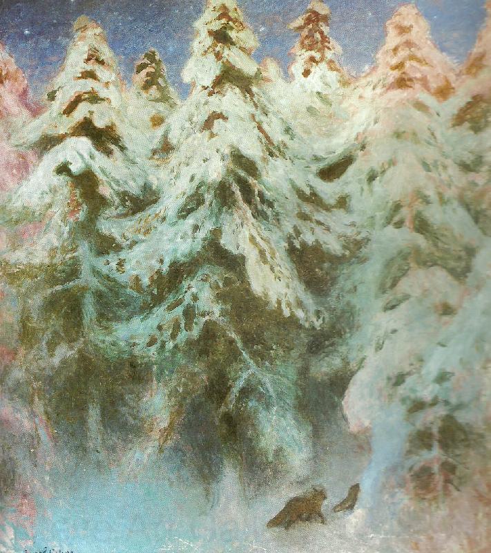 bruno liljefors natt i skogen Norge oil painting art